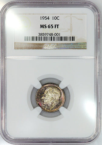 1954 Roosevelt Dime - NGC MS 65 FT (Full Torch)