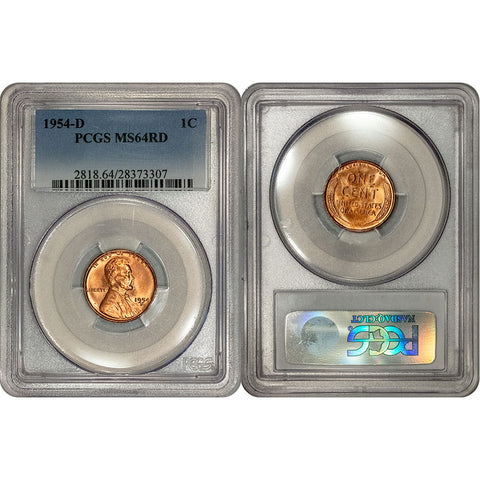 1954-D Lincoln Wheat Cent - PCGS MS 64 RD - Choice Red