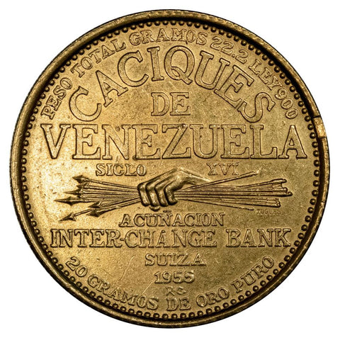 1955 Venezuela 60 Bolivars Gold - KM. X#MB76 - Uncirculated Details