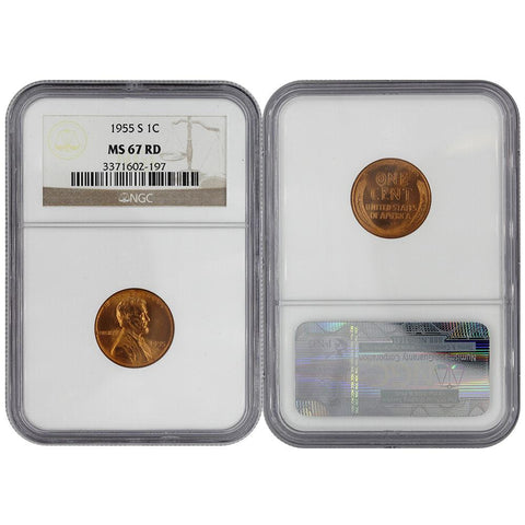 1955-S Lincoln Cent - NGC MS67 RD