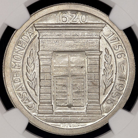 Colombia - 1956 Popayan Mint Anniversary Silver Peso - KM.216 - NGC MS 64 (Low Mintage/1 Yr Type)