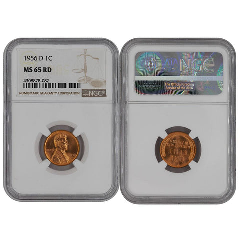 1956-D Lincoln Cent - NGC MS 65 RD