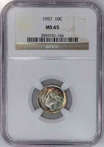 1957 Roosevelt Dime - NGC MS 65