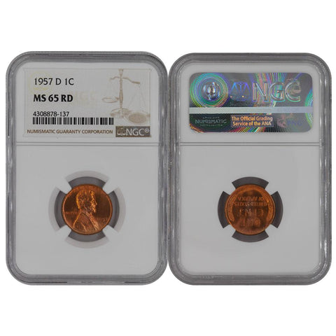 1957-D Lincoln Cent - NGC MS 65 RD