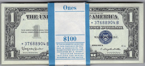 1957-B $1 Silver Certificates - Original B.E.P. Pack of 100 Consecutive Notes (1 Star)