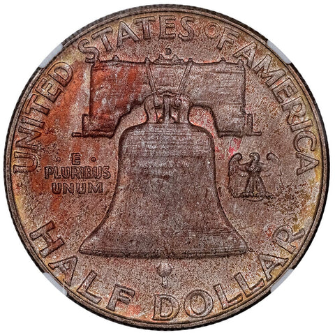 1957-D Franklin Half Dollar - NGC MS 66 FBL - Toned Gem