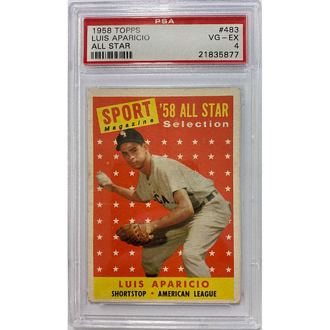 1958 Louis Aparicio HoF Chicago White Sox Topps 483 - PSA VG-EX 4