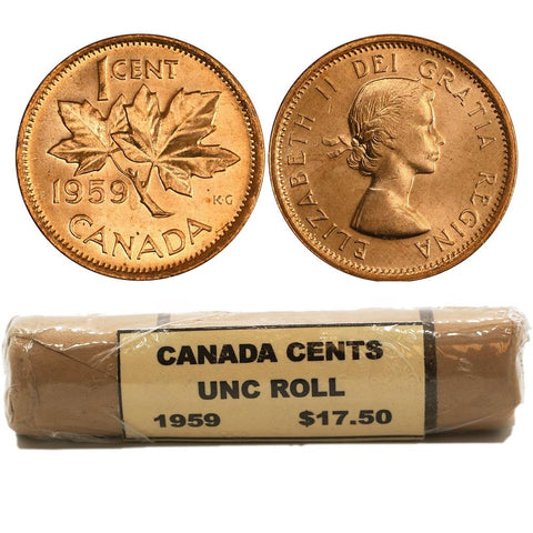 1959 Canadian Cent Uncirculated Roll