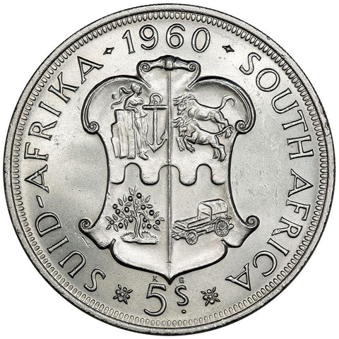 1960 South Africa Silver 5 Shillings KM.55 - Brilliant Uncirculated