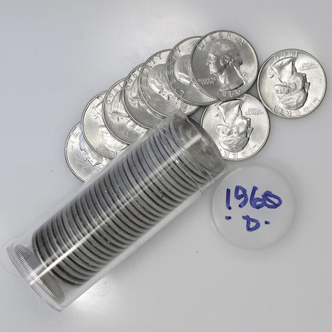 Roll of 40 1960-D Washington Quarters (90% Silver) - Crisp Original Roll