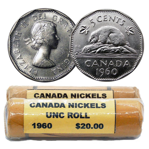 1960 Canada Nickels Uncirculated Rolls
