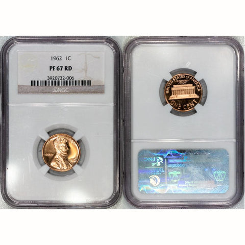 Proof 1962 Lincoln Memorial Cent - NGC PF 67 RD - Gem Red Proof