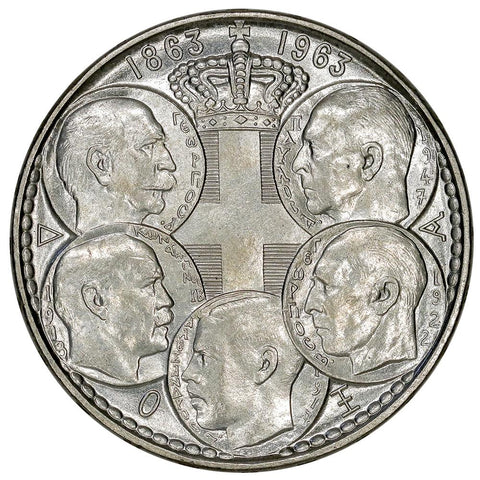 1963 Greece Five Greek Kings Silver 30 Drachmai KM.86 - PQ Brilliant Uncirculated
