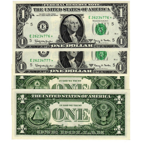 2 Consecutive 1963-A $1 Richmond Federal Reserve Star Notes - Gem Unc