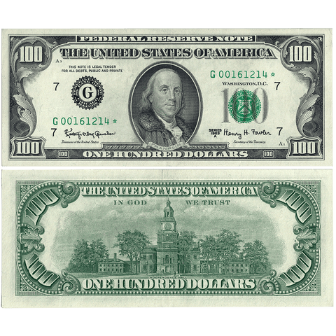 1963-A $100 Federal Reserve Bank Star Note San Francisco District Fr. 2163-G* - Choice Very Fine