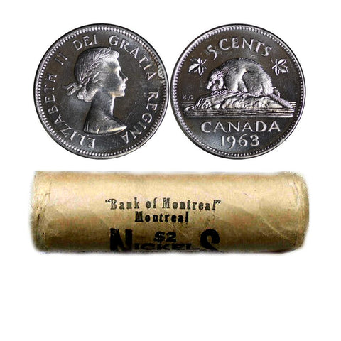 1963 Canadian Nickel Uncirculated Rolls