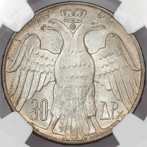 1964 Greece Constantine II Silver 30 Drachmai KM.87 - NGC MS 65
