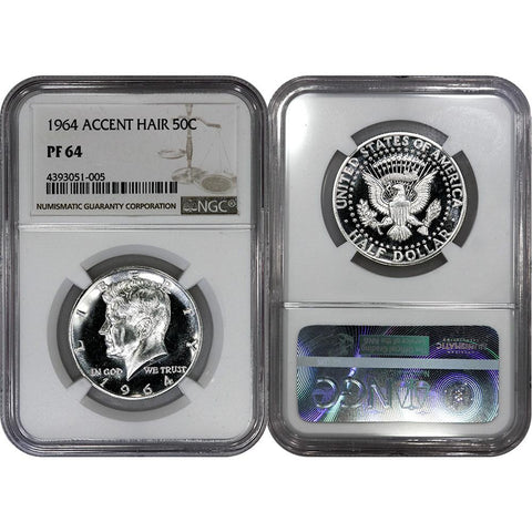 1964 Proof Accented Hair Silver Kennedy Half - NGC PF 64