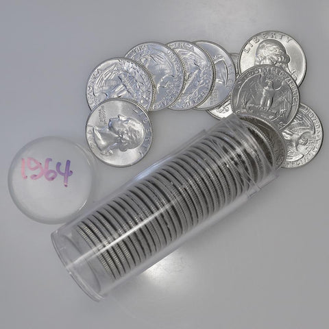 Roll of 40 1964 Washington Quarters (90% Silver) - Crisp Original Roll