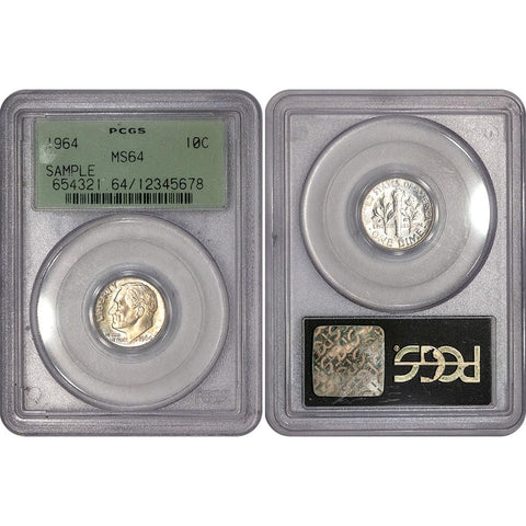 1964 Roosevelt Dime - PCGS MS 64 Sample Slab
