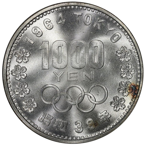 Year 39 (1964) Japan Hirohito Empire Silver 1000 Yen KM.80 - Chocie Uncirculated