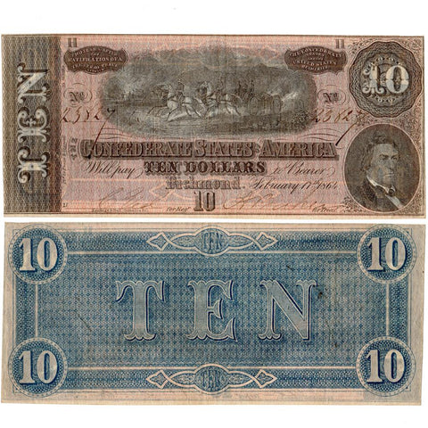 T-68 February 17th, 1864 $10 Confederate States of America Note - Uncirculated