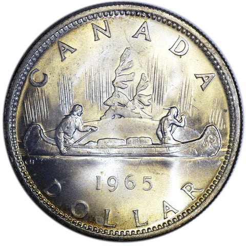 1965 Large Beads/Blunt 5 Canadian Silver Dollar - Brilliant Uncirculated