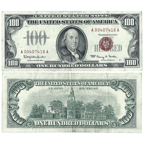 1966 $100 U.S. Legal Tender Notes Fr. 1550 - Crisp Very Fine