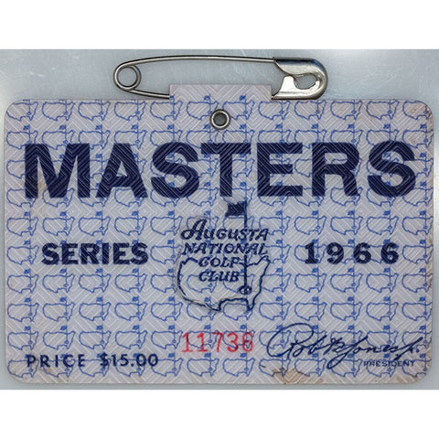 1966 Masters Tournament Badge/Ticket Augusta National Jack Nicklaus