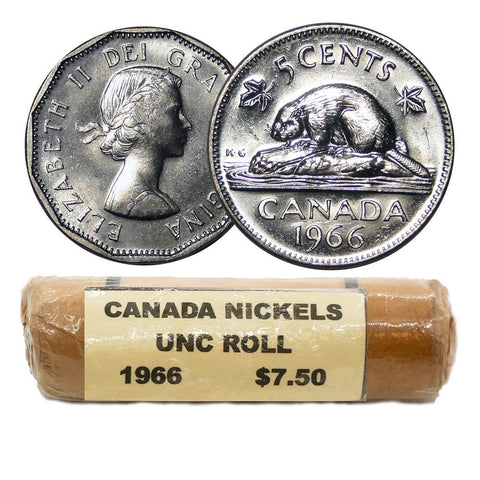 1966 Canadian Nickel Uncirculated Roll