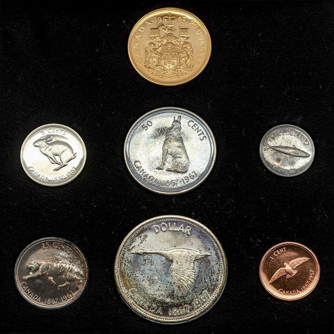 1967 $20 Gold (.5288 AGW) & Silver Canadian Confederation 7-Coin Proof Set - Gem Proof