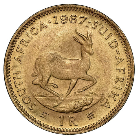 1967 South Africa Gold 1 Rand Rand KM.63 - Brilliant Uncirculated