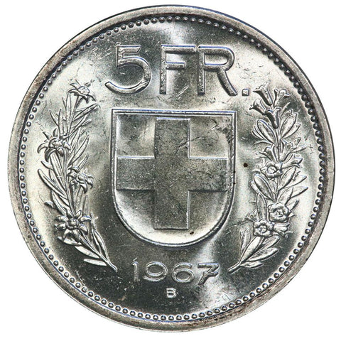 1967-B Switzerland 5 Franc KM. 40 - Gem BU