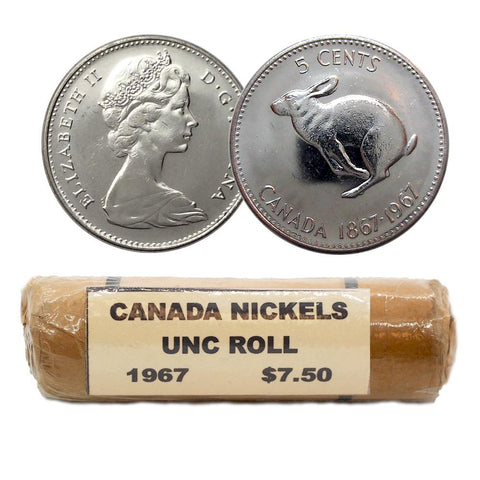 1967 Canadian Nickel Uncirculated Rolls