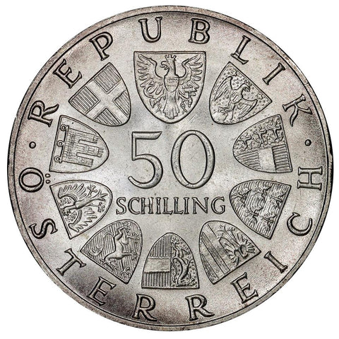 1968 Austria Silver 50 Schillings KM.2904.1 - Gem Uncirculated