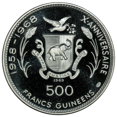 1969 Equatorial Guinea Proof Silver 500 Francs KM.15- Gem Proof in OGP
