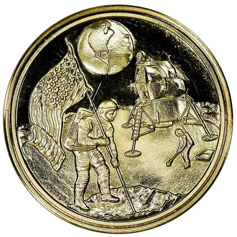 1969 Apollo 11 Moon Landing .999 Gold Medal (German Issue) 26mm/7.95g - Gem Proof