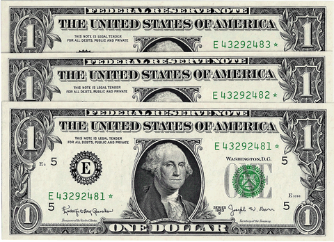 1963-B $1 "Barr" Richmond Federal Reserve Star Notes (FR.1901E*) - 3 Consecutive