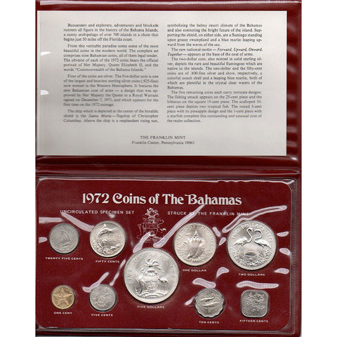 1972 Bahamas 9-Coin Silver Specimen Set (2.872 ASW) - Gem Unc in OGP with COA