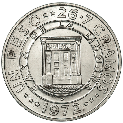 1972 Dominican Republic Silver Peso 25th Anniversary - Central Bank KM.34 - Gem Brilliant Uncirculated
