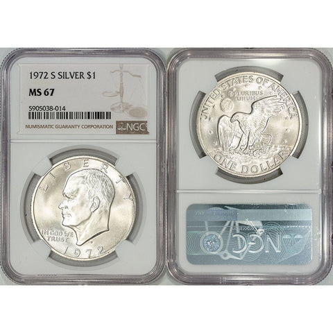 1972-S Silver Eisenhower Dollar - NGC MS 67 - Gem Uncirculated+