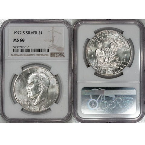 1972-S Silver Eisenhower Dollar - NGC MS 68 - Superior Gem
