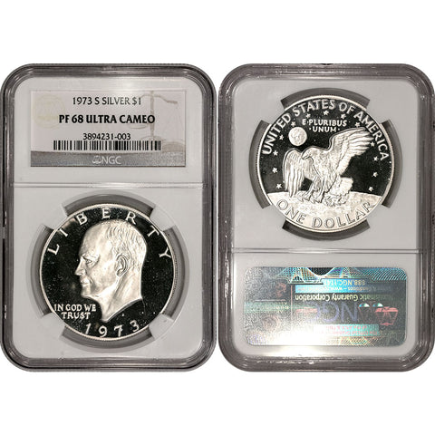 Proof 1973-S Silver Eisenhower Dollar - NGC PF 68 UCAM