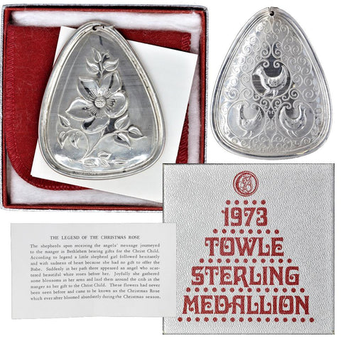 1973 Towle Silversmiths "Third Day of Christmas" Sterling Ornament