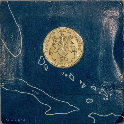 1974 Turks & Caicos Islands Churchill Gold 50 Crown KM. 3 - Gem Uncirculated