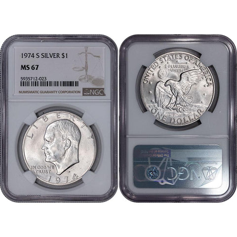 1974-S Silver Eisenhower Dollar - NGC MS 67