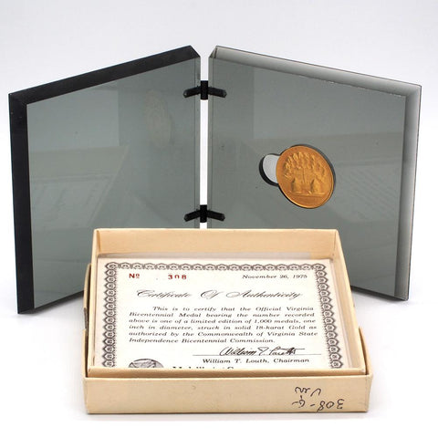 1976 Virginia Independence Bicentennial .750 (18K) Medallic Art Gold Medal - Scarce!