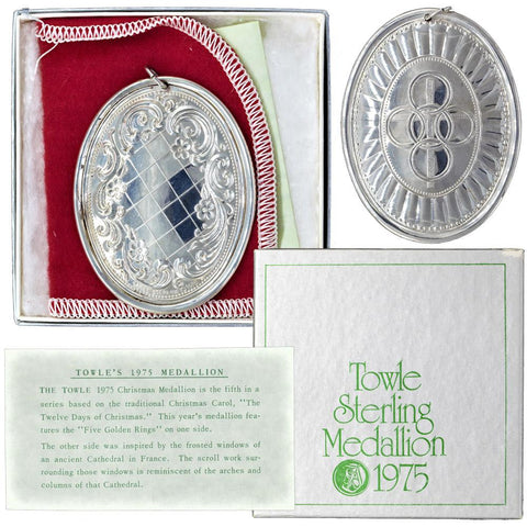 1975 Towle Silversmiths "Fifth Day of Christmas" Sterling Ornament