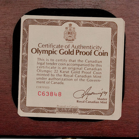 1976 Canada Proof Gold $100 Olympic  - Gem Proof in OGP w/ COA