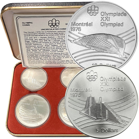 1976 Canada Uncirculated $5 & $10 Silver 4-Coin Set - Gem in OGP